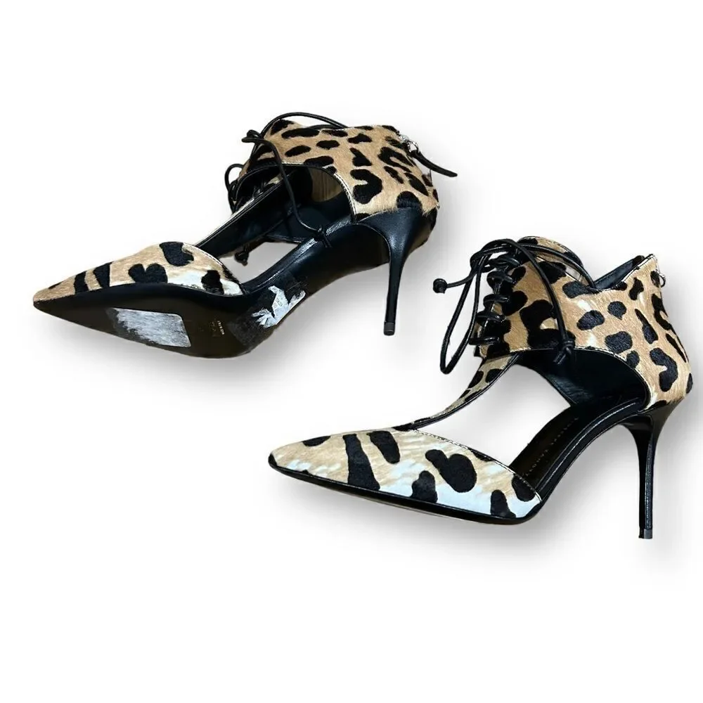 Revolve Giuseppe Zanotti FRIDA Leopard Cheetah Print Lace Up Stiletto